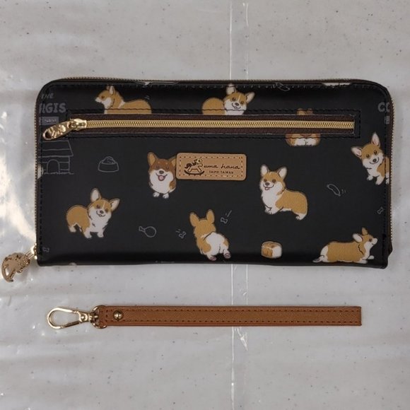 Waterproof Corgi Puppy Zipper Wristlet Long Wallet - Picture 6 of 12